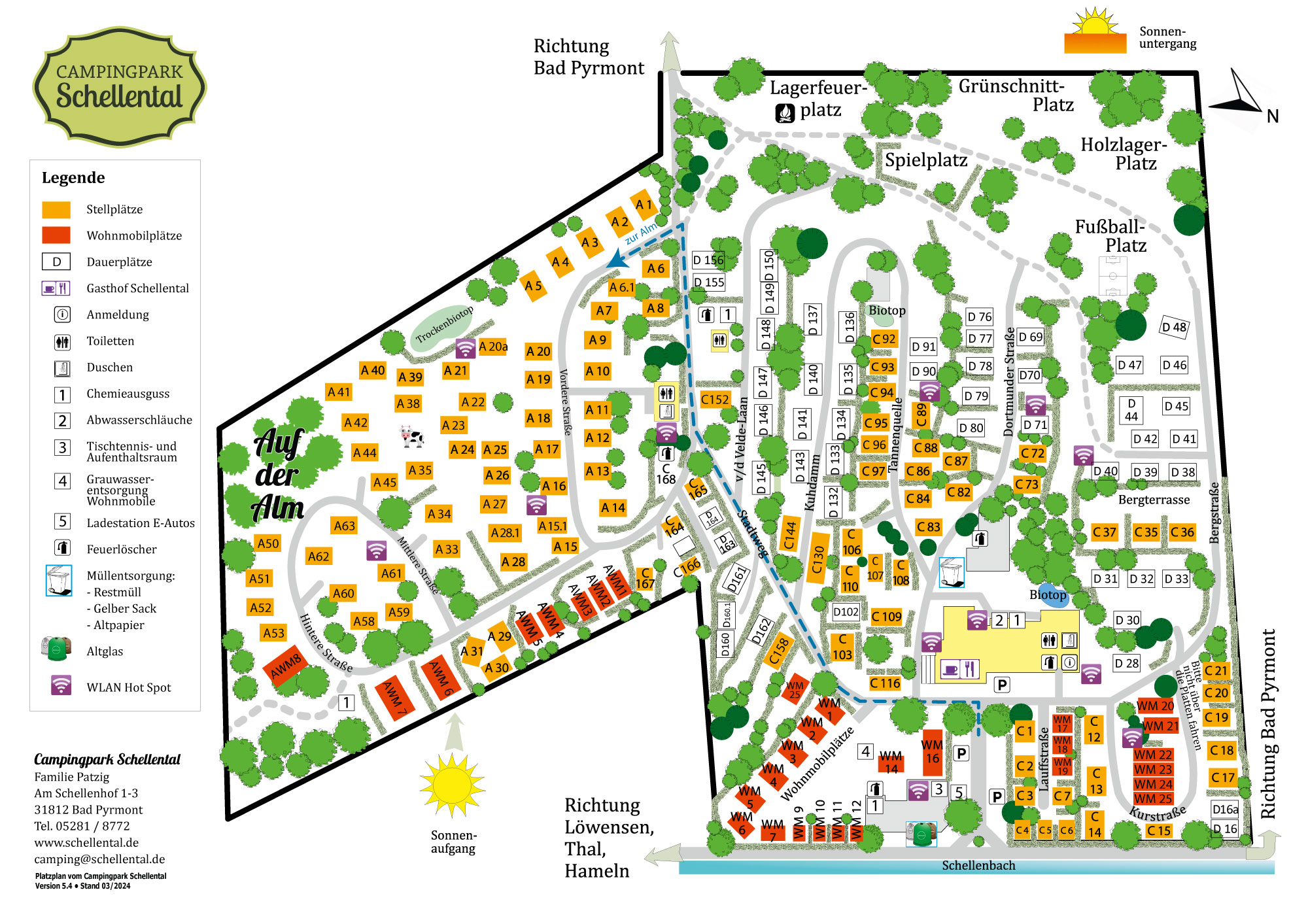 Platzplan vom Campingpark Schellental
